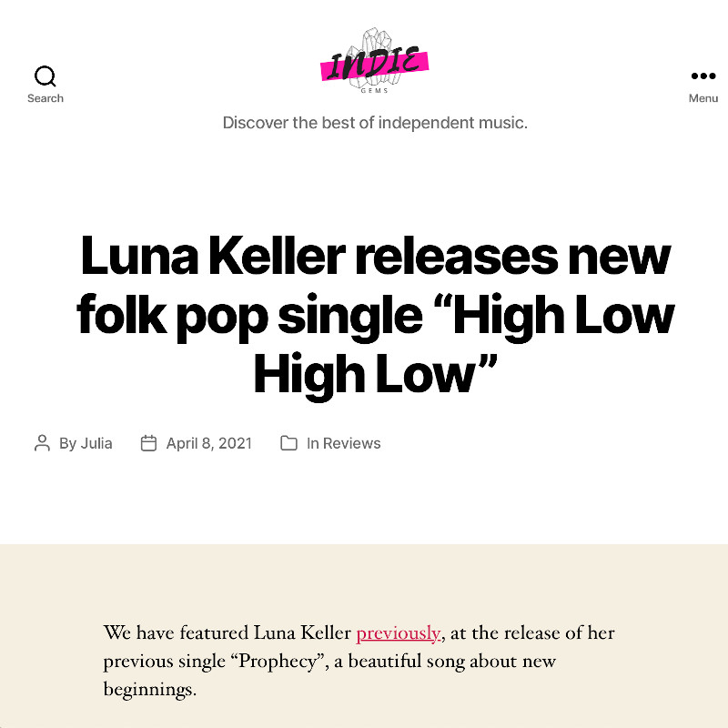Indie Gems - High Low High Low - Luna Keller