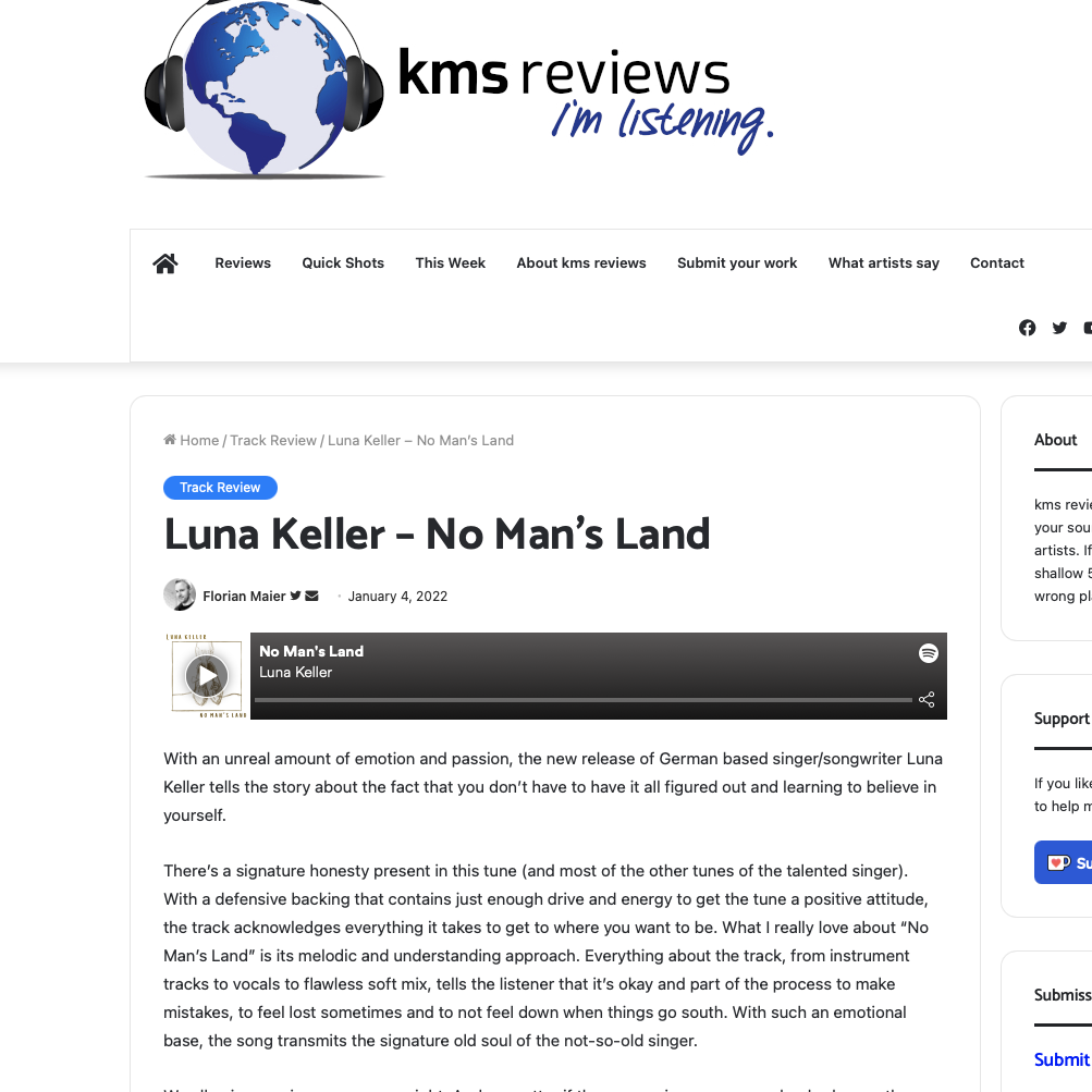 Luna Keller - KMS Reviews - No Man's Land