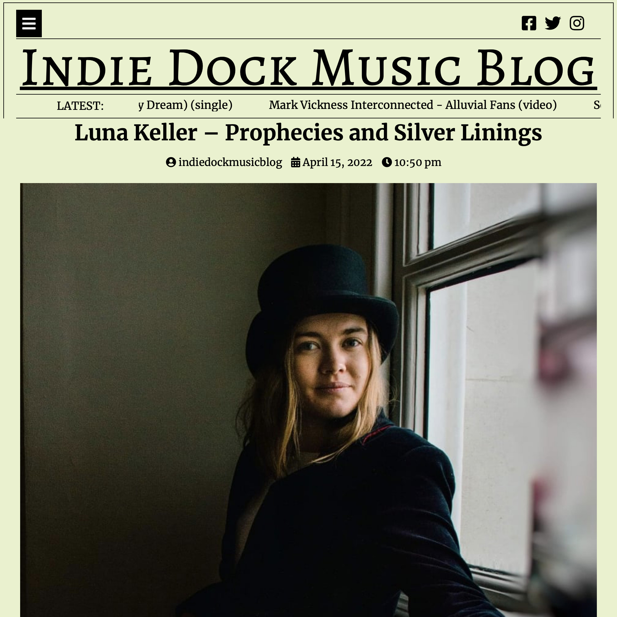 Indie Dock Music Blog - Luna Keller - Prophecies and Silver Linings