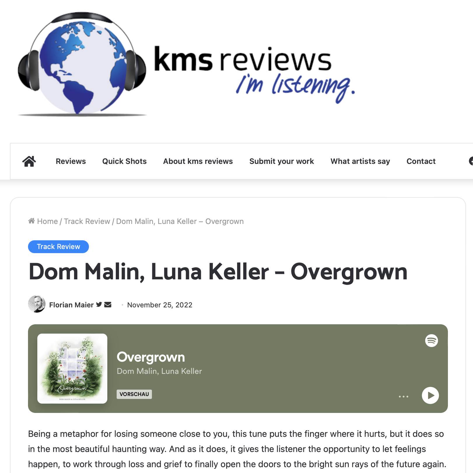 kms reviews - Overgrown - Luna Keller Dom Malin